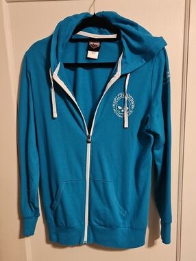 Harley-Davidson Bright Teal Zip Hoodie with White Trim